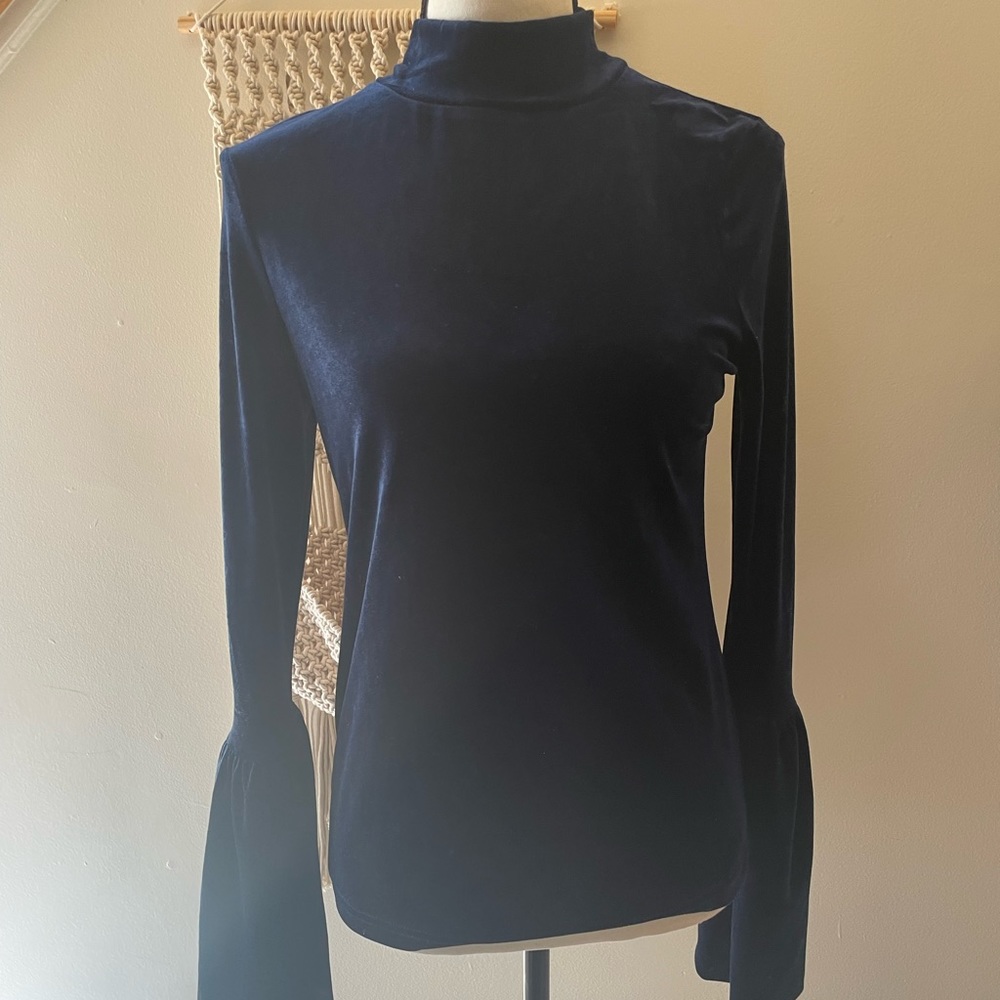 Navy blue velour top